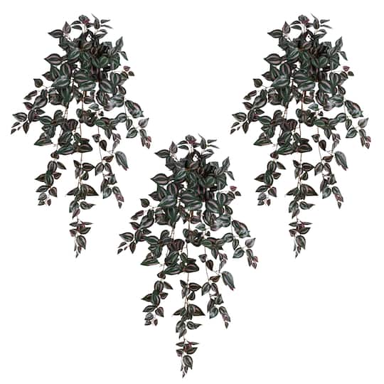 41" UV Resistant Artificial Wandering Jew Hanging Plant (Indoor/Outdoor)- Set of 3